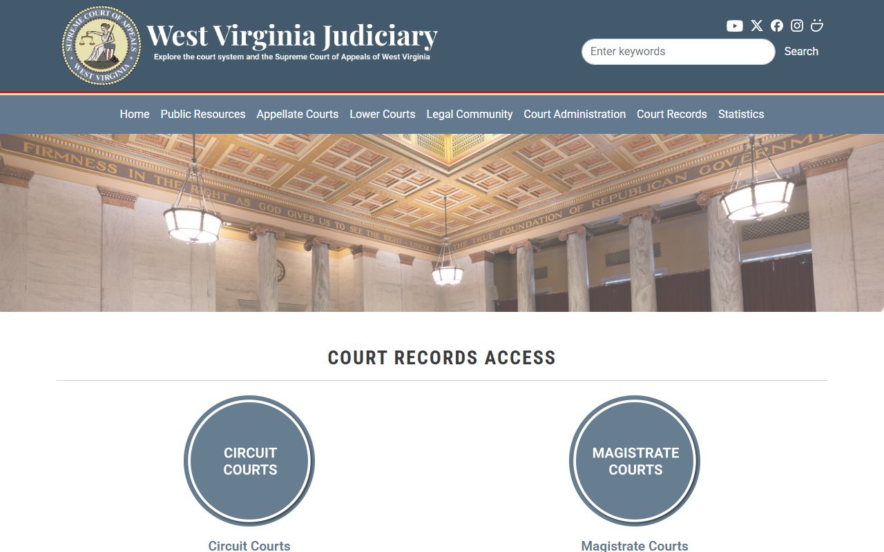 West Virginia court record access page for Mineral County court records after arrest